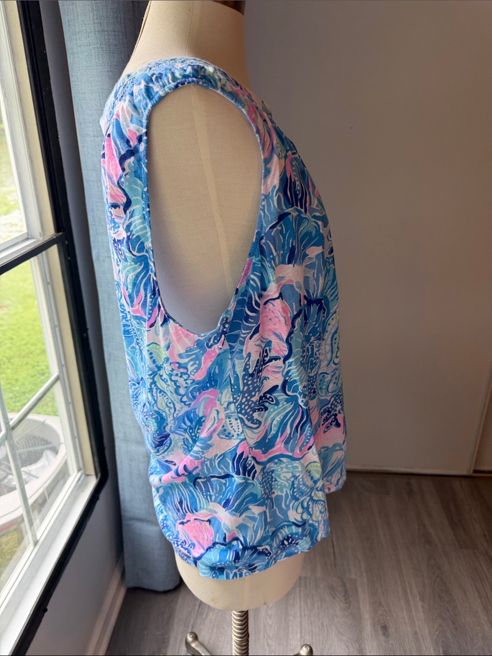 Lilly Pulitzer Blue Multi Floral-Print Sleeveless Tank XXL - Picture 4 of 6